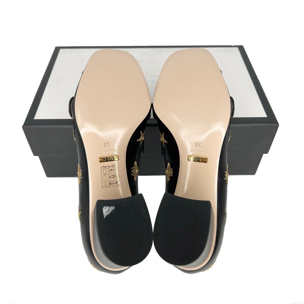 Gucci GG Marmont Bee & Star Embroidered Leather Mid-Heel Pumps - Picture 10 of 10